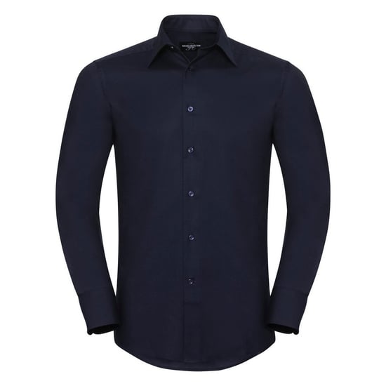Russell Collection Mens Long Sleeve Easy Care Tailored Oxford Shirt (Bright Navy) - Image 1