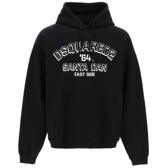 Dsquared2 sudadera con capucha negra con logo de Santa Dan y corte holgado - Image 1