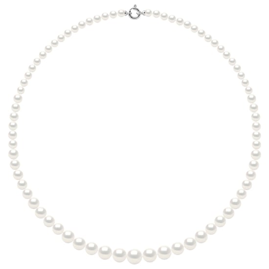 Necklace Row Princess falling - Real Cultured Freshwater Pearls Round from 12 to 6 mm - Image 1