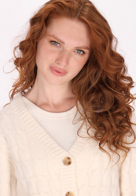 Dreimaster Cardigan women wool white melange - Image 5