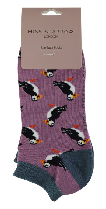 Calcetines de Bambú para Mujer | Miss Sparrow | Calcetines Bajos Transpirables para Mujer - Puffins (Malva) - Image 2
