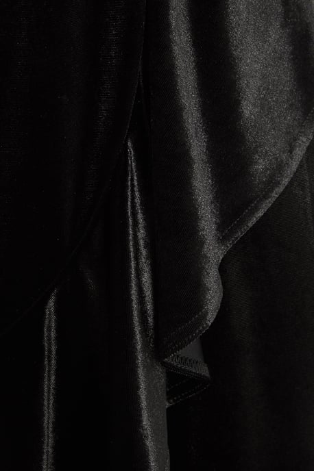 Curve Black Velvet Frill Dress