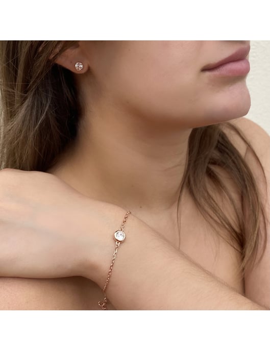 Conjunto Luna con Piedra de Nacimiento - Oro rosa y Cristal - Image 2