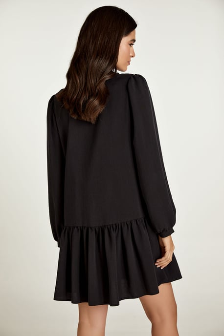 Vestido Tencel Negro con Botones - Image 3