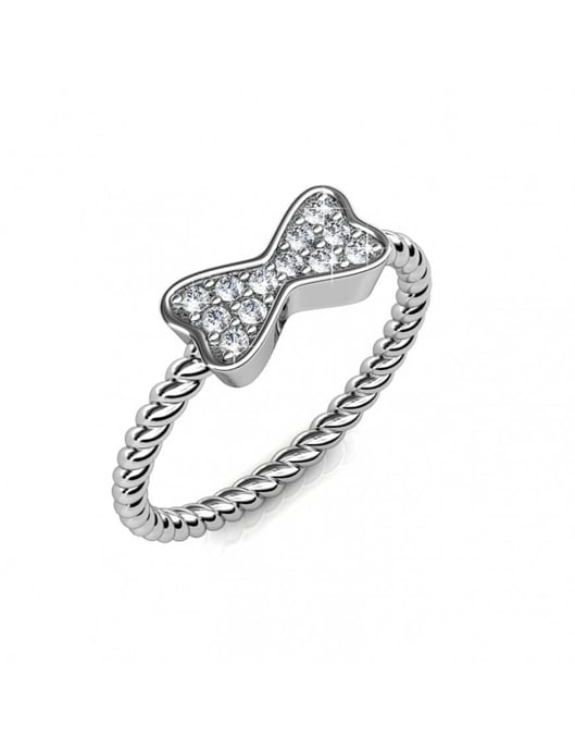 Anillo Cinta Retorcida - Plata y Cristal - Image 1