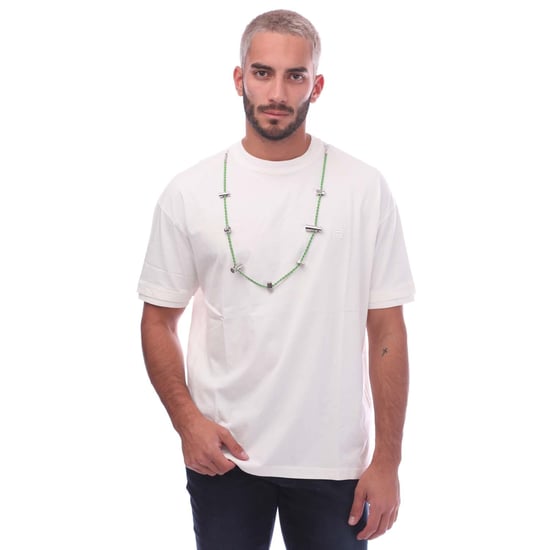 Camiseta de algodón con cuello redondo y collar extraíble en color blanco - Image 1