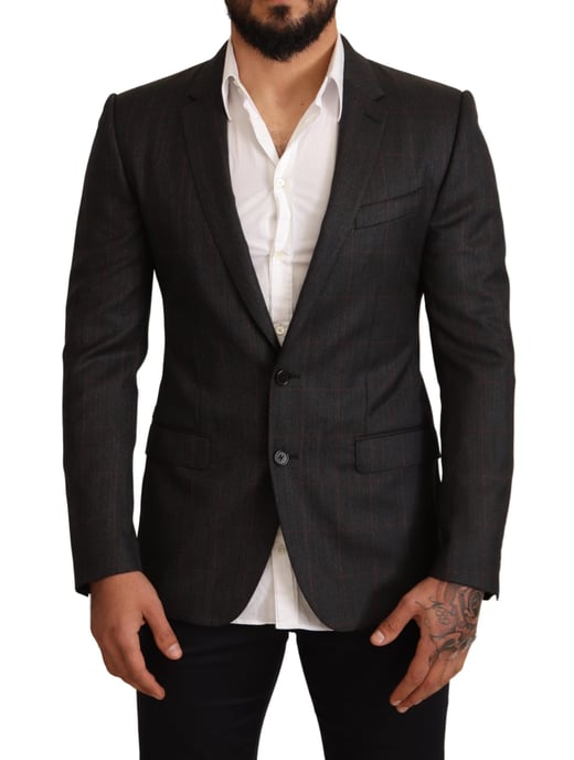 Blazer de lana gris a cuadros para hombre de Dolce & Gabbana ajuste slim - Image 1