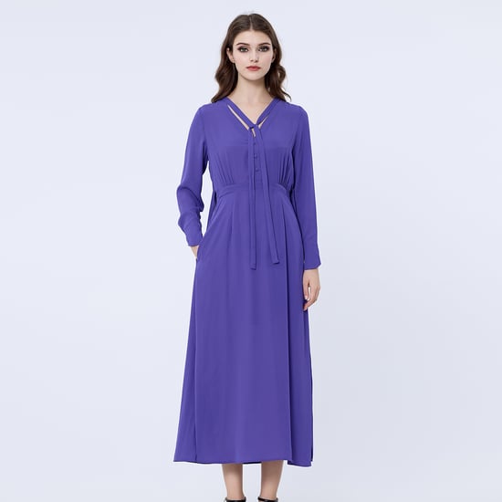 V-neckline long blouse-dress - Image 1