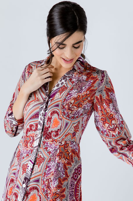 Print Maxi Dress with Buttons