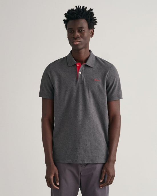 Gant Regular Fit Contrast Pique Rugger Polo Gris - Image 4