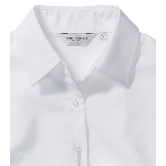 Russell Collection Ladies/Womens Long Sleeve Easy Care Oxford Shirt (White) - Image 3