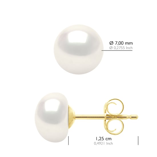 Earrings Real Cultured Freshwater Pearls Button 7-8 mm - Image 2