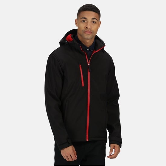 Regatta Mens Venturer Three Layer Soft Shell Jacket (Black/Red)