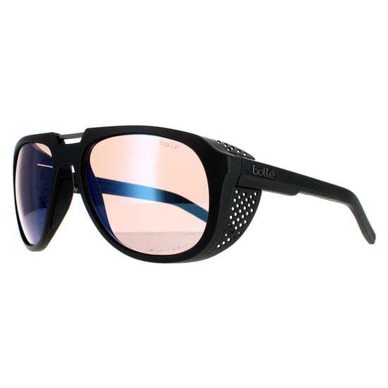 Bolle Wrap Mens Matte Black Phantom+ Polarized Photochromic Cobalt Sunglasses