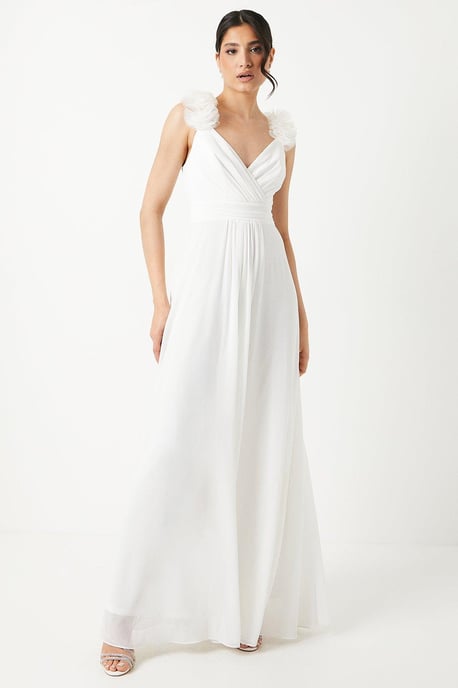Corsage Detail Chiffon A Line Wedding Dress - Image 1