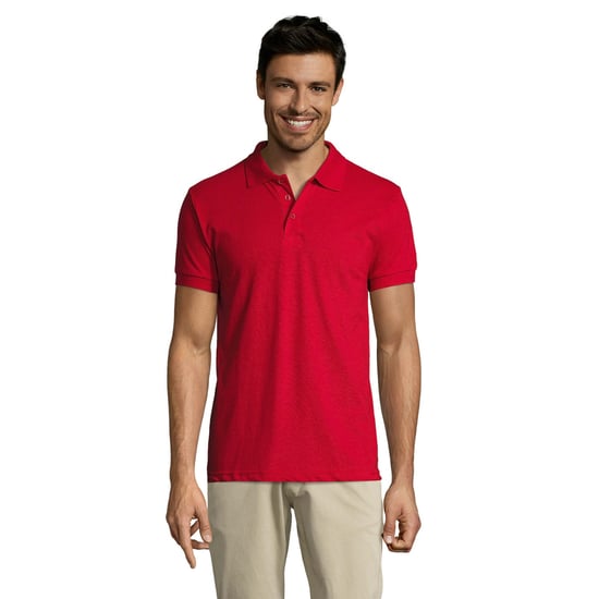 SOLs Mens Prime Pique Plain Short Sleeve Polo Shirt (Red) - Image 4