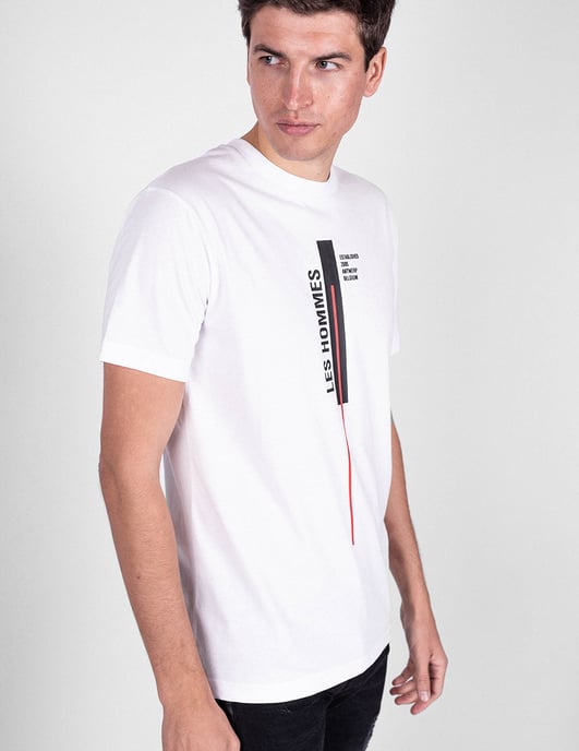 Les Hommes T-shirt Vertical Line Men's White