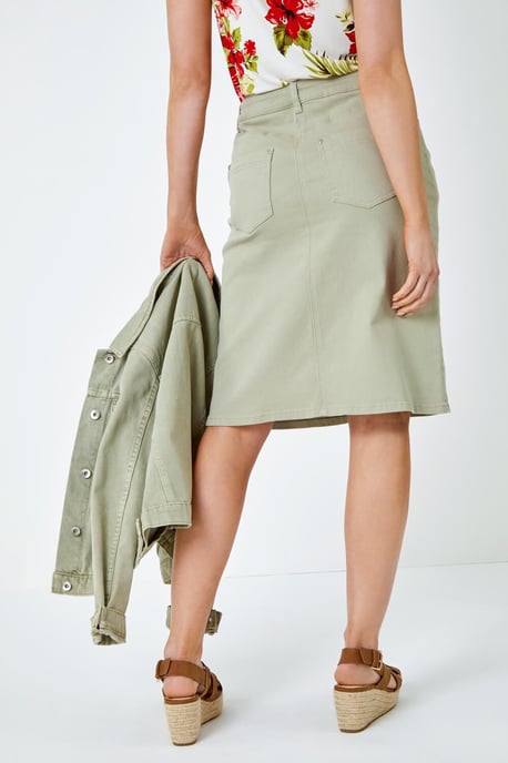 Cotton Denim Stretch A line Skirt - Image 4