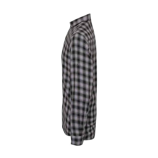 Premier Mens Mulligan Checked Cotton Long-Sleeved Shirt (Steel/Black) - Image 3