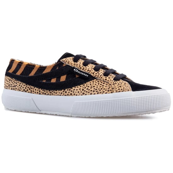 Superga Womens/Ladies Cheetah & Zebra Print Cowhide Leather Trainers (Black) - Image 1