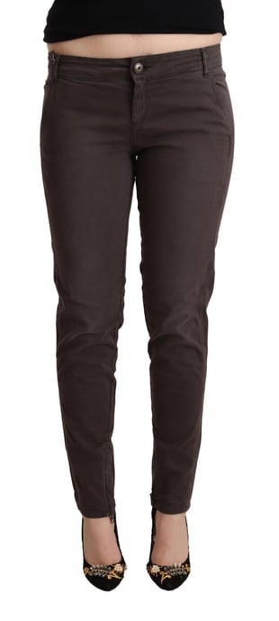 Pantalones ajustados de cintura baja para mujer en algodón marrón Ermanno Scervino - Image 1