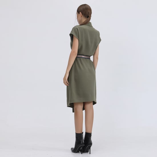 Mid-length wrap effet dress and added belt - Image 2