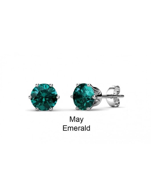 Pendientes Mai con piedra de nacimiento - Plata y verde oscuro - Image 3