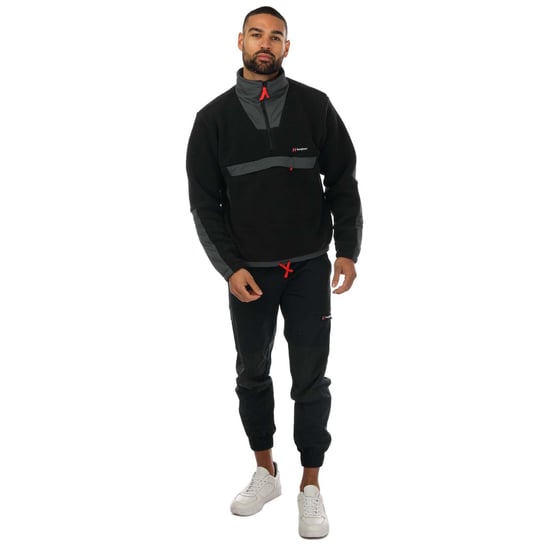 Men's Berghaus Oversized Fleece Half Zip Smock in Black Grey - Image 3