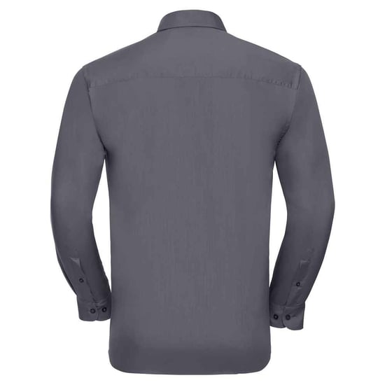 Russell Collection Mens Classic Polycotton Long-Sleeved Shirt (Convoy Grey) - Image 2