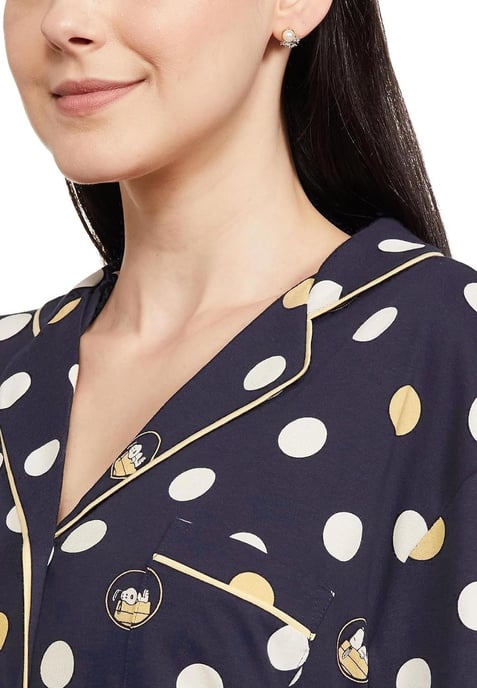 Marks and Spencer Camisón de Puro Algodón para Mujer en Azul Marino - Image 3