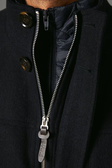 Funnel Neck Wool Blend Jacket
