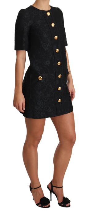 Vestido mini de jacquard negro con botones decorativos de Dolce & Gabbana para mujer - Image 4