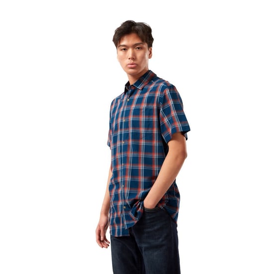 Craghoppers Mens Rafie Checked Shirt (Poseidon Blue/Orange)
