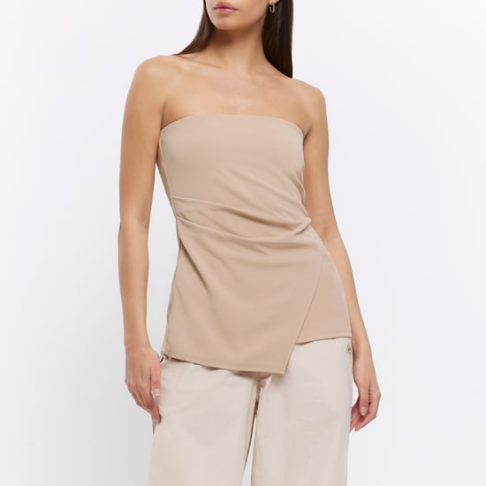 River Island Womens Blouse Stone Bandeau Asymmetric Top