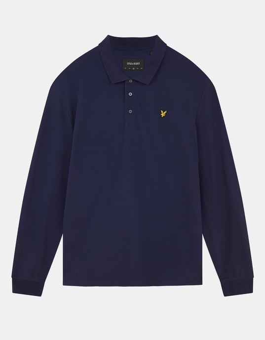 Lyle & Scott Long Sleeve Polo Shirt in Navy - Image 5