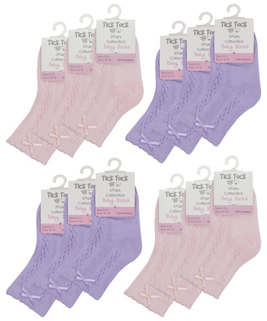12 Pares de Calcetines de Cable y Lazo para Bebés - Surtidos - Image 2