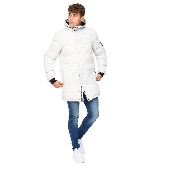 Crosshatch Mens Milwaka Long Padded Jacket (Putty) - Image 3