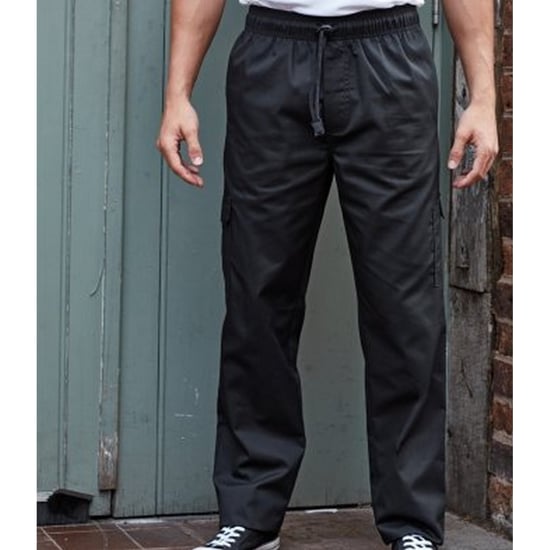 Premier Unisex Adult Essential Chef Trousers (Black) - Image 2