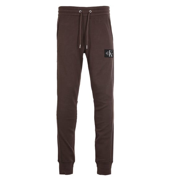 Men's Calvin Klein Monogram Badge Waffle Sweatpants in black green - Image 1