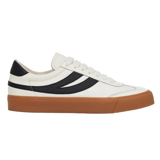 Superga Unisex Adult 4834 Club S Swallow Contrast Detail Vegan Leather Trainers (White/Black/Gum)