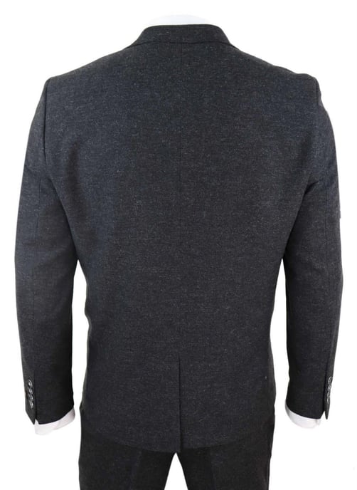 Traje retro vintage de tweed de lana negro de 3 piezas para hombre - Image 6