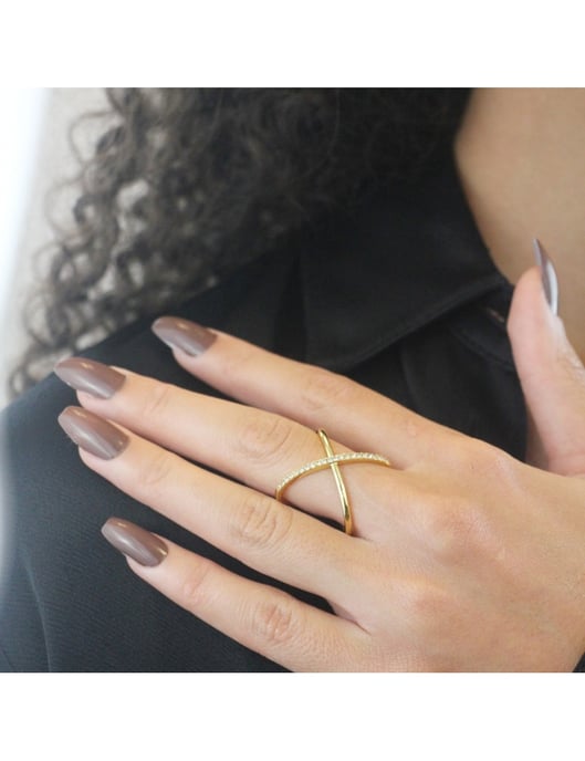 Anillo X Duo - Oro y Cristal - Image 2