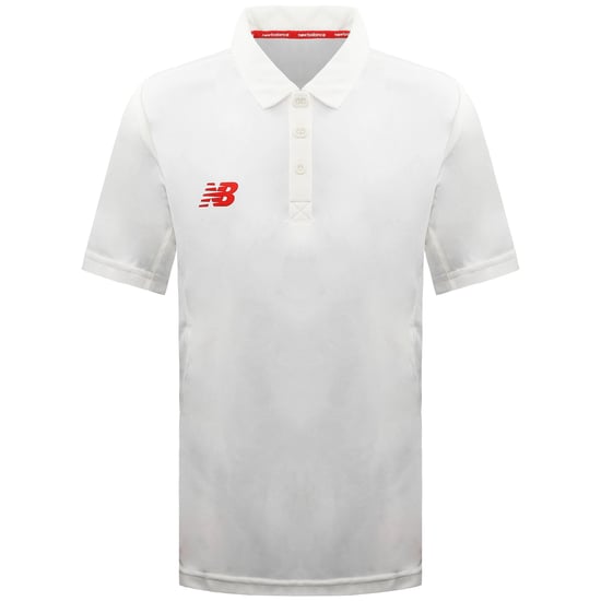 New Balance Cricket Kids Off White Polo Shirt - Image 1
