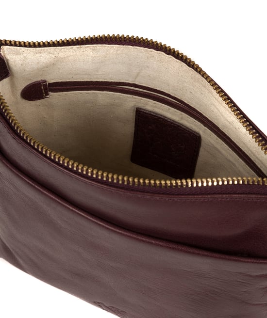 'Nikita' Plum Leather Cross Body Bag