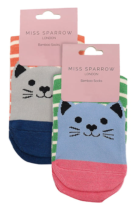 Miss Sparrow - Pack de 2 Calcetines de Bambú con Dibujos de Animales - Gatitos - Image 2