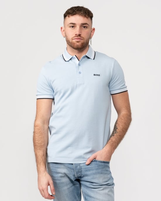 BOSS Green Paddy Mens Organic Cotton Polo With Contrast Logo Details - Image 1