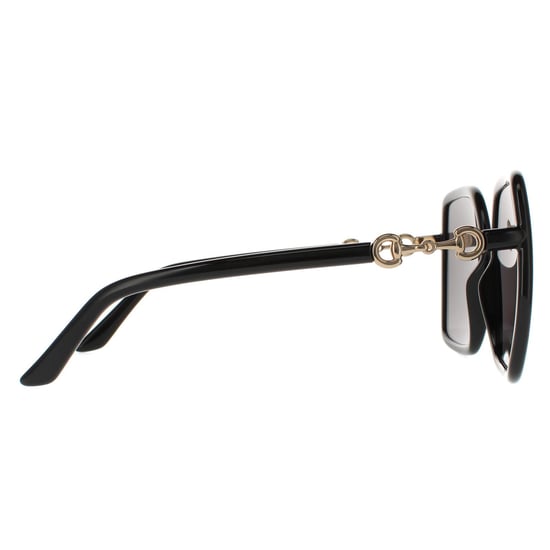 Gafas de sol cuadradas para mujer Gucci negras y doradas grises - Image 4