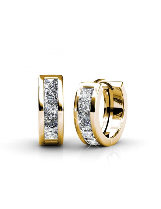 Pendientes Aros Cuadrados - Oro y Cristal - Image 1