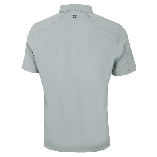 Island Green Mens Topstitched Golf Polo Shirt (Battleship Grey) - Image 2
