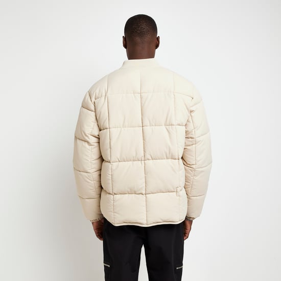 River Island Mens Bomber Jacket Beige Quilted Top